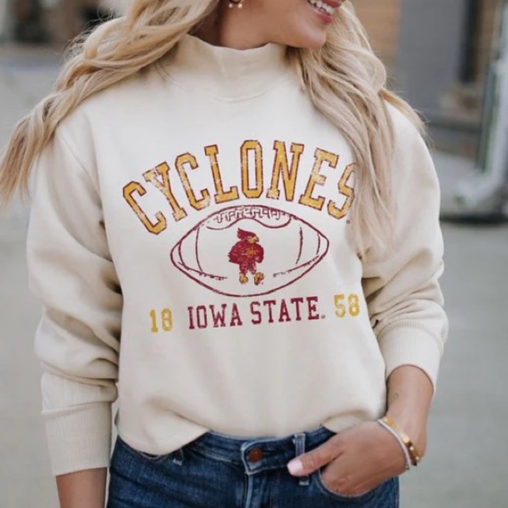 Gameday Social Iowa State Cyclones Football Mock Neck | Medium | Ivory